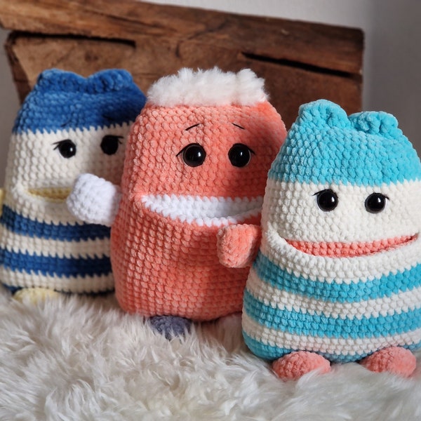 Instructions PDF en allemand pour l'Amigurumi Worry Muncher "Theo" par NisliHaekeltiere