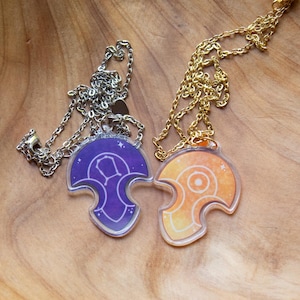 FFXIV Azem and Hades Acrylic Necklaces | FF14 | Gamer Necklace | Double-sided | FFXIV Jewelry | Soul Crystal | Warrior of Light | 2&quot; x 2&quot;