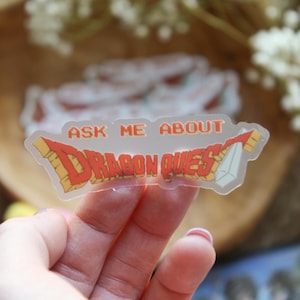 Ask Me About Dragon Quest Sticker: 3&quot; Wide Waterproof Vinyl Decal for DQ Fans and Gamers