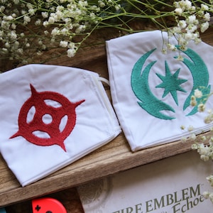 Fire Emblem Fates Embroidered Cotton Face Mask | Customizable | Hoshido | Nohr | Valla | Video Game Gifts | Reusable Mask | 8&quot; x 5&quot;