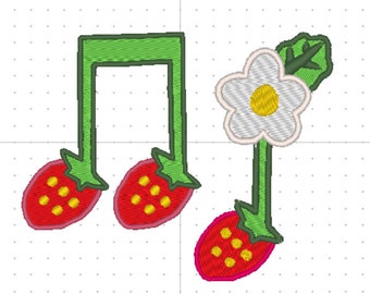 Strawberry Miku cosplay embroidery files (music notes)