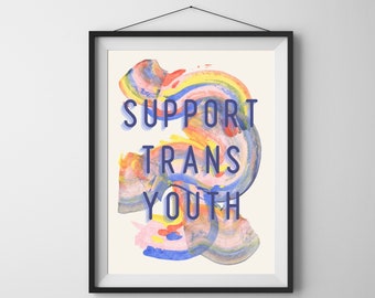Impression d'affiches d'art pour jeunes trans, LGBTQ, allié transgenre, abstrait arc-en-ciel militantisme, téléchargement numérique