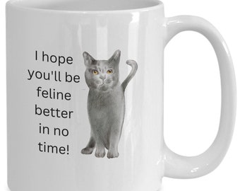 Get Well Soon Gift | Thinking Of You Gift | Hug In A Mug Mug | Surgery Recovery Gift | Get Well Mug | Friendship Mug | Feline Coffee Mug