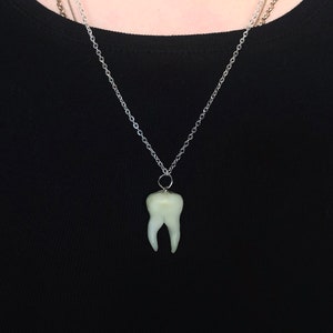 Gothic Alt Tooth Necklace Silver