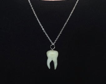 Gothic Alt Tooth Necklace Silver Fashion Accessories