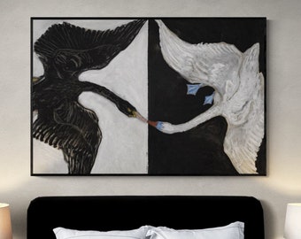 Hilma af Klint, El cisne, cuadro en blanco y negro
