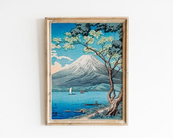 JAPANESE art mount fuji from lake yamanaka print  by hiroaki takahashi   , hiroaki takahashi   , mount fuji unframed poster