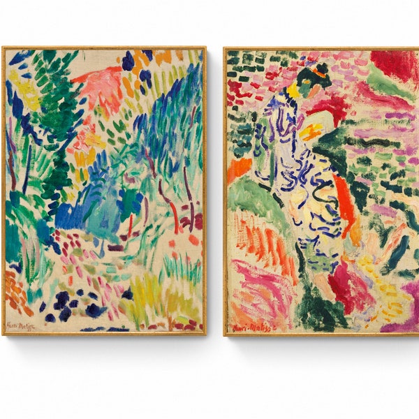 Matisse Print Set, 2er-Set Galerie Wandkunst, Matisse Japanerin, Landschaft in Collioure