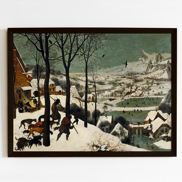 Pieter Bruegel's Hunters in the Snow , A Haunting Winter Landscape ,snowy landscape