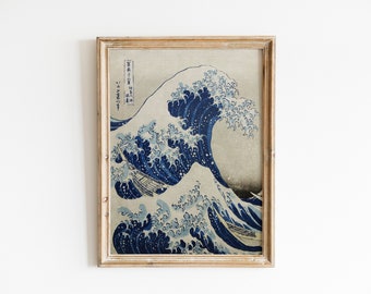 Great wave of kanagawa print  , Fishermen in their skiffs ,  by Mt Fuji From the series ‘Thirty-six Views of Mt Fuji , Japanese art