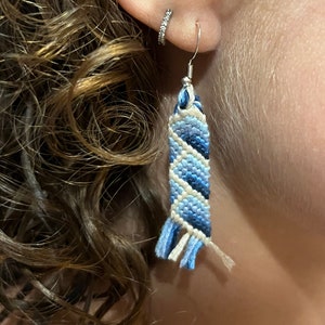 Beautiful, one-of-kind, customizable, handmade friendship earrings. Rectangle depth pattern.