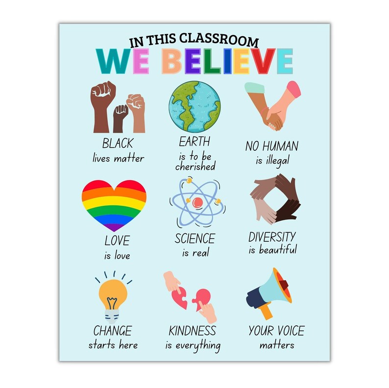 In This Classroom We Believe Printable Download in 2 Sizes Classroom Decor Social Justice - Etsy