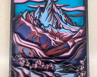 Layered Wooden Mountain Wall Decor