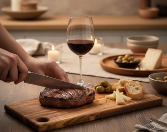 Olive wood cheese board, 30 x 13 cm, handmade serving board, engraved wedding gift