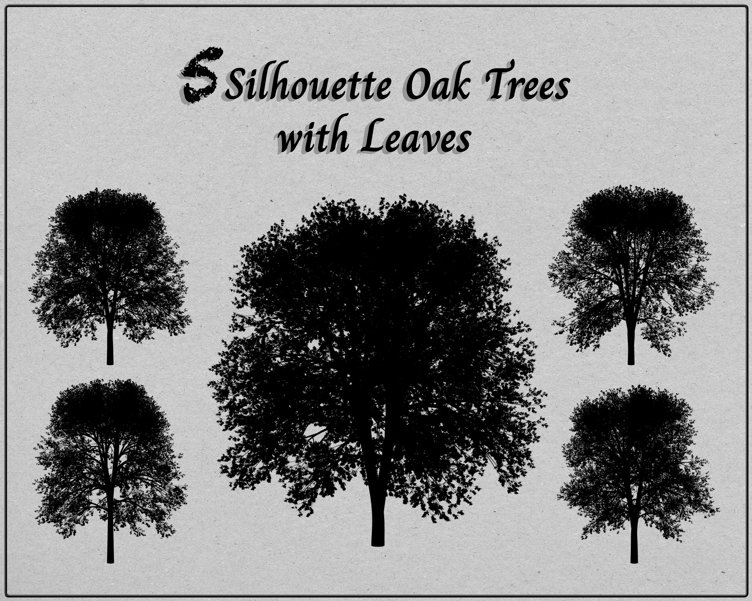 Grayscale Trees, Silhouette Trees, Tree Clipart, Tree Art, Tree Pack ...