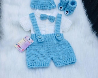 Hand-Crocheted Baby Boy Outfit | Toddler Clothes, Custom Color, Made to Order