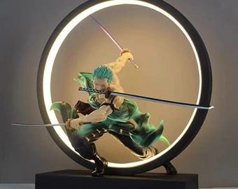 One Piece Zoro LED Night Light USB RGB Anime Lamp, 3D Illusion Desk Lamp, Manga Room Decor, Otaku Gift, Bedroom Light, Anime Fan Gift