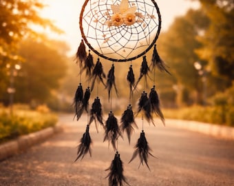 Handmade Black Dreamcatcher, Luxury Boho Gothic Wall Decor