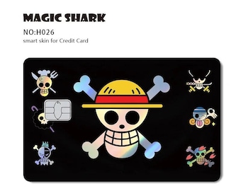Anime Holographic Credit Card Skin: Luffy, Zoro, Ace Skull Designs (Card Sticker)