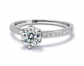 Zirconia Engagement Ring for Women | Non Tarnish Stainless Steel Ring | CZ Diamond Promise Ring | Bridal Wedding Jewelry