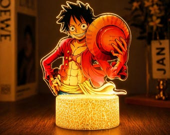 One Piece Luffy Zoro Anime LED Night Light, PVC Action Figure Desk Decor Lamp