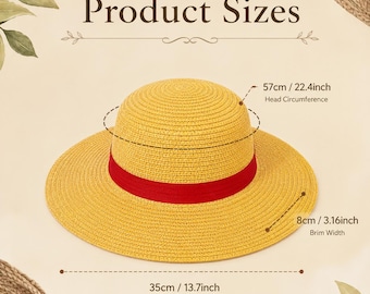 One Piece Inspired Straw Hat – Yellow Woven Anime Cosplay Costume Beach Accessory