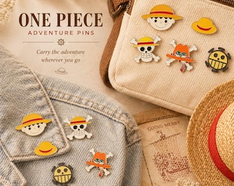 One Piece Anime Brooch Pin Set – Luffy Zoro Ace Going Merry Inspired Backpack Clothing Emblem Jewelry Gift