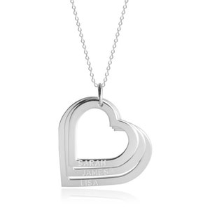 Mother's Heart Necklace Personalized with Multiple Names in Sterling Silver, 14k Gold, Rose Gold, White Gold image 5