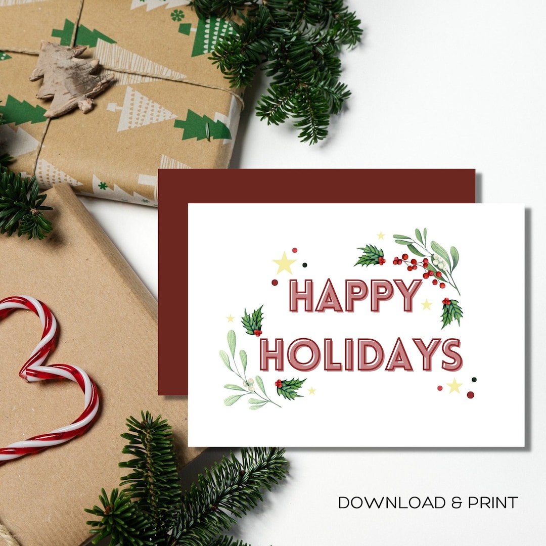 Happy Holidays Printable Card Holiday - Il 1080xN.4419856352 Lepd 
