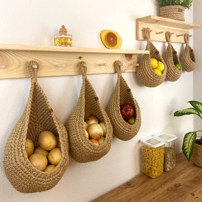 Jute Wall Hanging storage Basket Jute Basket Rustic Baskets afbeelding 4