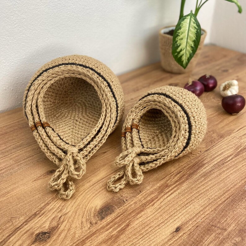 Jute Hanging Wall Baskets Hanging Wall Basket With Black Etsy