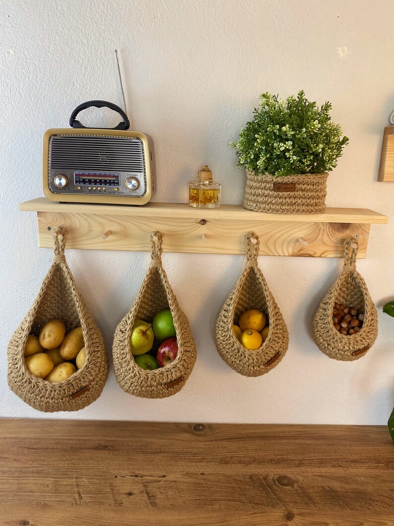 Jute Wall Hanging Storage Basket Jute Basket Rustic Baskets Etsy