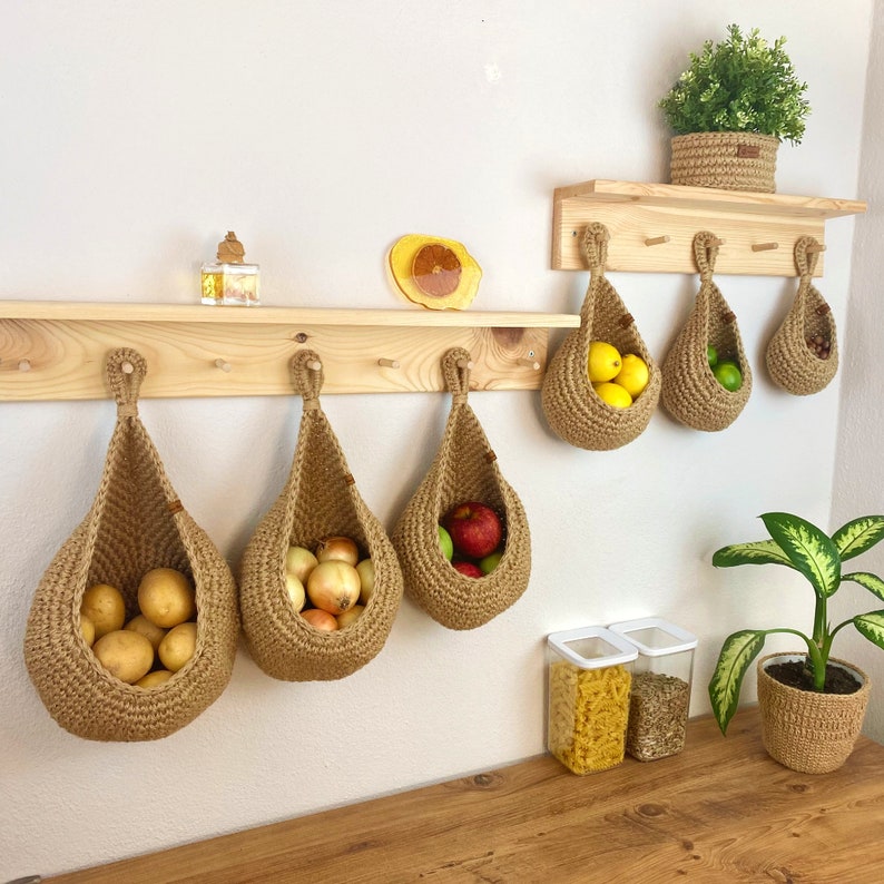 Jute Wall Hanging Storage Basket Jute Basket Rustic Baskets Etsy
