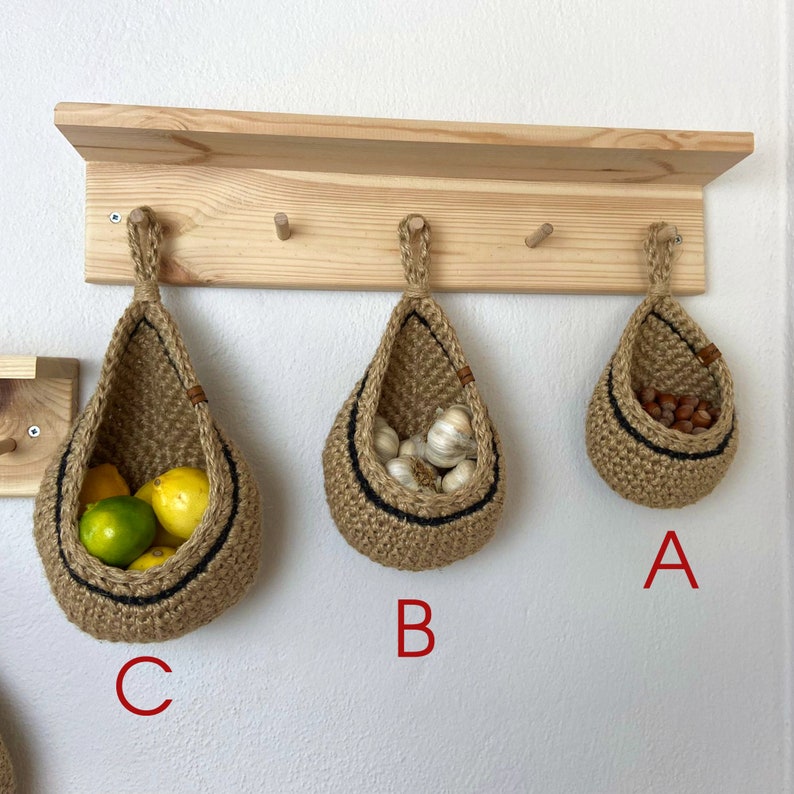 Jute Hanging Wall Baskets Hanging Wall Basket With Black Etsy