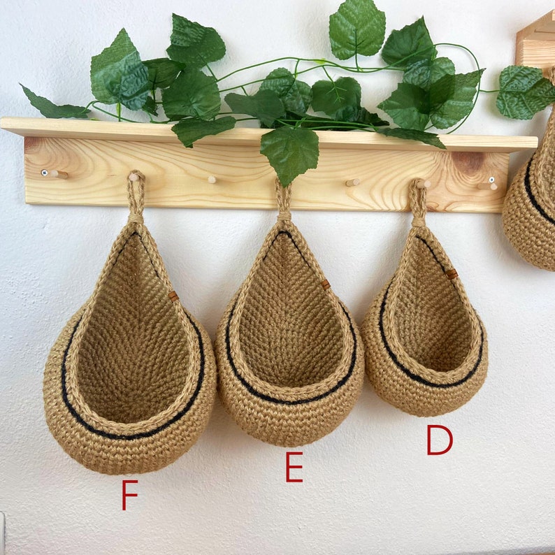 Jute Hanging Wall Baskets Hanging Wall Basket With Black Etsy