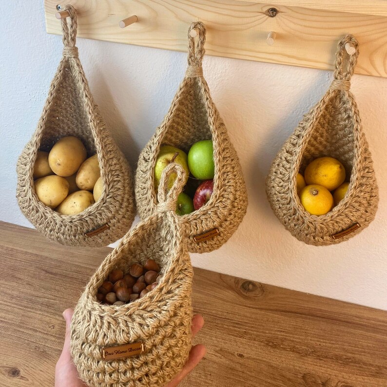 Jute Wall Hanging Storage Basket Jute Basket Rustic Baskets Etsy
