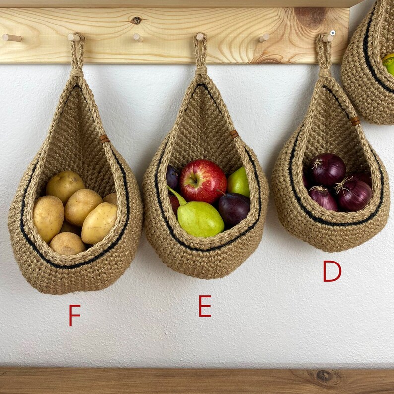 Jute Hanging Wall Baskets Hanging Wall Basket With Black Etsy