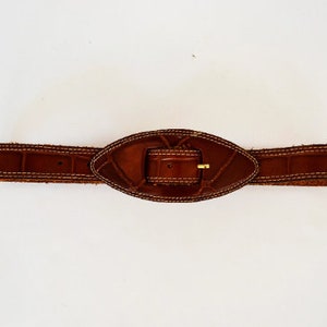 leather belt, vintage belt, brown belt, women's belt, brown leather, leather belt, elongated belt, elegant belt, belt 75, size 75 image 6