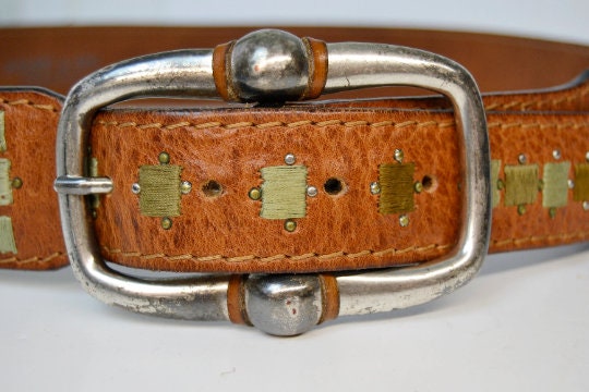 Post&Co Genuine Leather 3 Dolphin Buckle Belt; Size: 90 Post And Co Made Italy Leather Belt 3 Dolphins Buckle Rare  main image 3