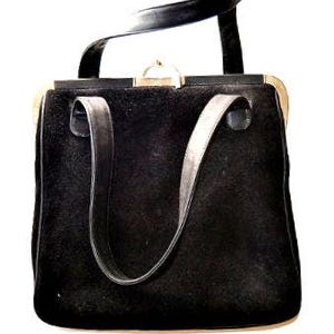 retro black leather bag with silver clasp, retro bag, leather bag, black bag, bag with silver clasp, party bag, 80&#39;s bag, vintage fashion