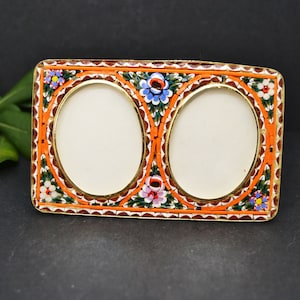 micro mosaic frame, double photo frame, small photo frame, italian micro mosaic, vintage italy, double micro mosaic frame, two photo frame,
