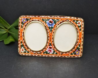 micro mosaic frame, double photo frame, small photo frame, italian micro mosaic, vintage italy, double micro mosaic frame, two photo frame,
