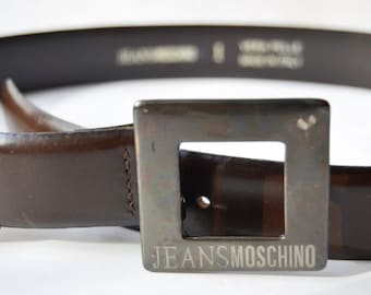 Moschino Jeans vintage brown leather belt,size 75/30,width 3 cm-1 1/4 inches,Vintage Moschino,brown leather,belt,authentic designer