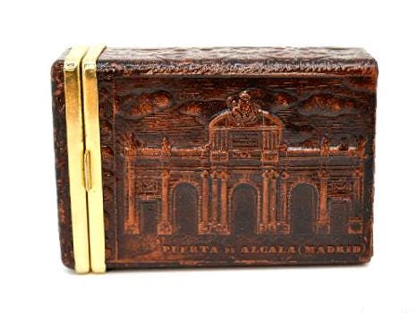 Vintage cigarette case linkedin embossed leather paper, smokers gift, collector's item,smoker's gift, collector's item, leather