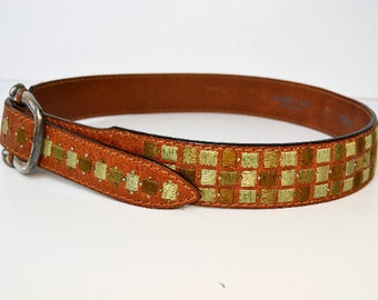 Post & Co Leather Belt, Size 90, Embroidered Belt, Brown  display picture 3