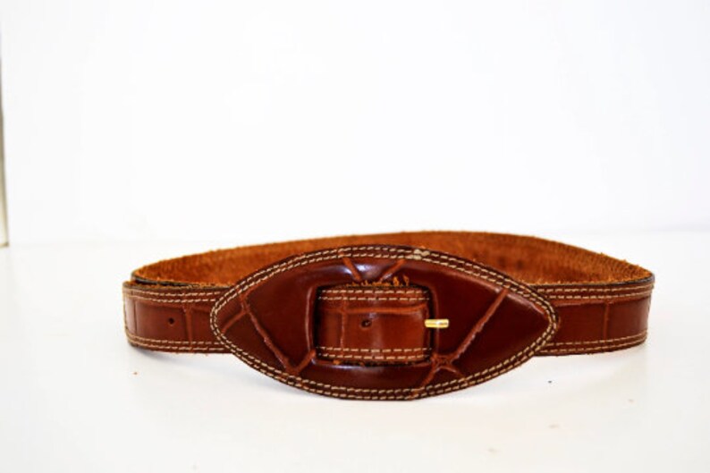 leather belt, vintage belt, brown belt, women's belt, brown leather, leather belt, elongated belt, elegant belt, belt 75, size 75 image 5