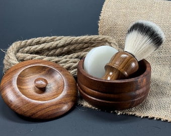 Handmade Wood Shaving Set kit, Shaving Mug Bowl, Brush, shaving Soap set Gift set Man Dad holidays Christmas