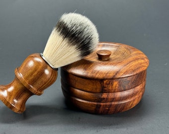 Handmade Wooden Shaving mug Bowl With Lid for Soap Cream Brush Set Man Holiday Gift