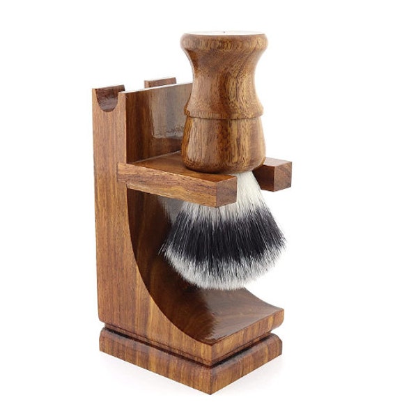 Handmade Wooden Vintage Stand and Shaving Brush Set for Safety Razor and Straight Razor Men's Gift Holiday gift