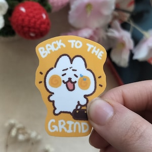 silly cat sticker - cute - cute cat sticker - relatable sticker - cat lover sticker - co-worker gift - funny sticker - back to the grind